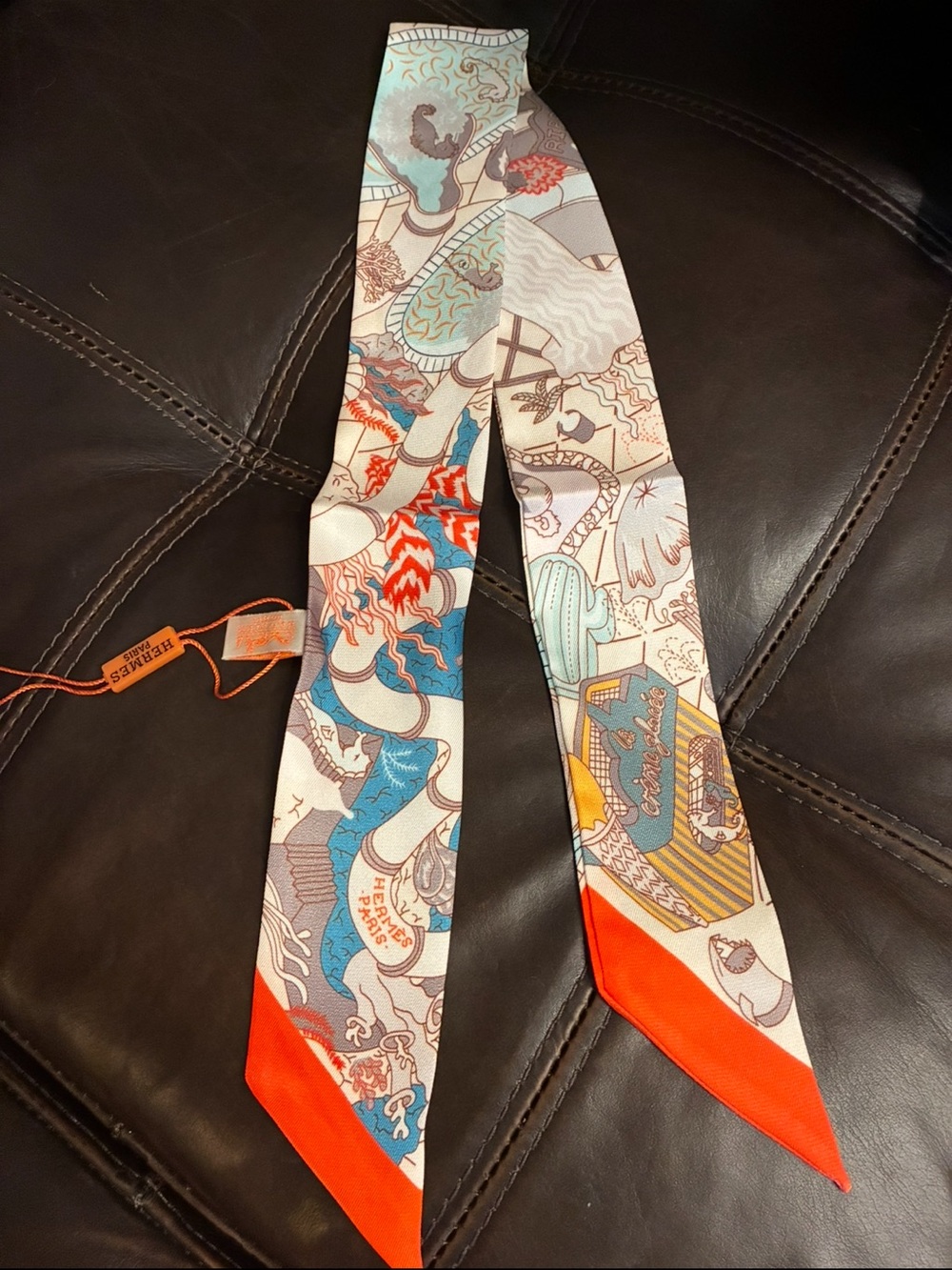 Twilly SPLASH PARK Scarf Silk Women's Orange Multicolor